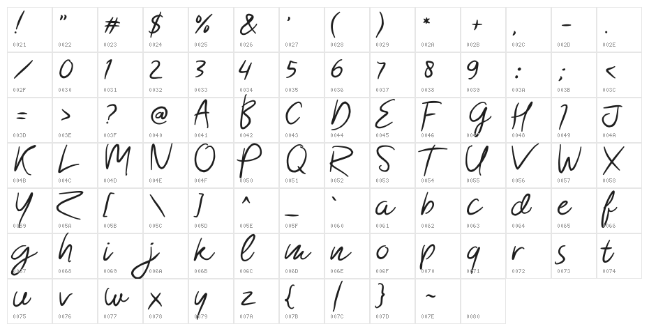 Morsal Character Map