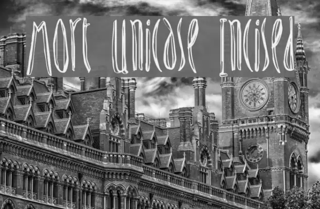 Mort Unicase Incised Font examples