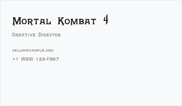 Mortal Kombat 4 Business Card