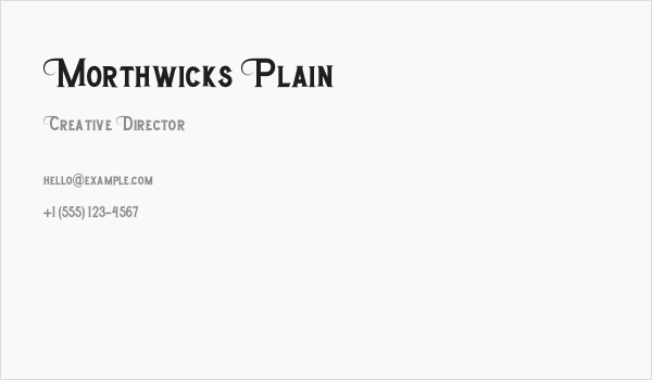 Morthwicks Plain Business Card