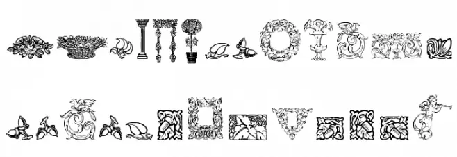 Mortised Ornaments Free Two Font LOWERCASE