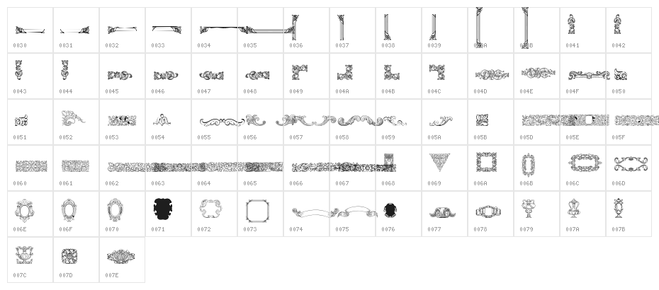 Mortised Ornaments Free Character Map