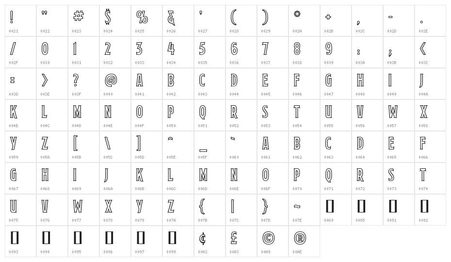 Mortuary Deco BB Character Map