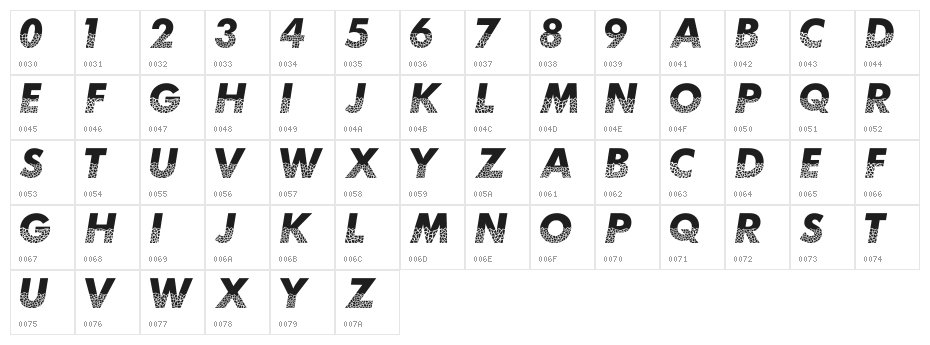 MosaicCaps Character Map