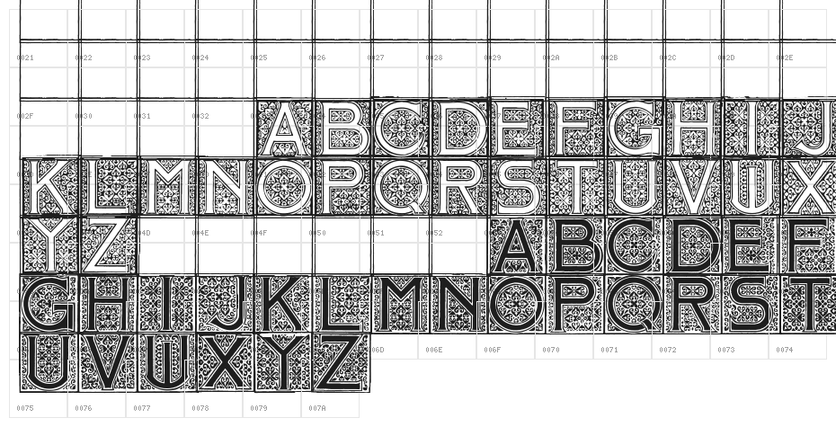 Mosaic_Initials Character Map