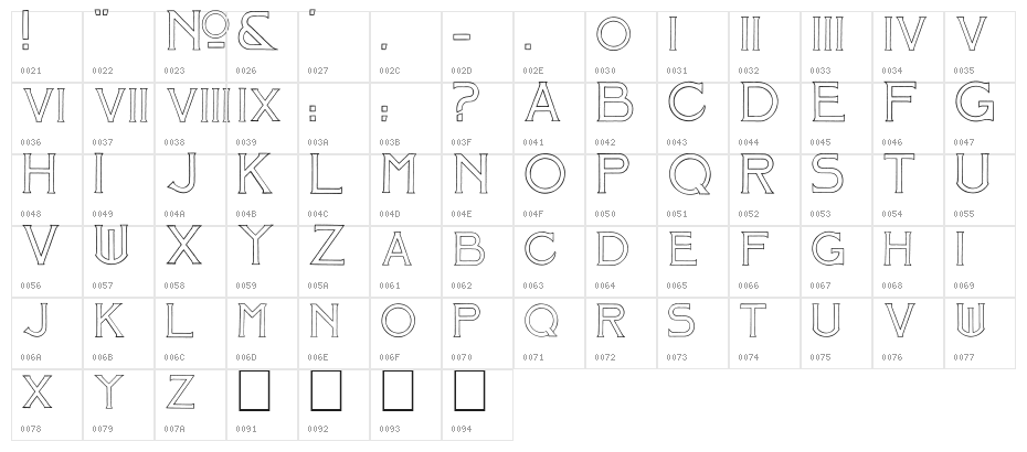 Mosaic_Outline Character Map