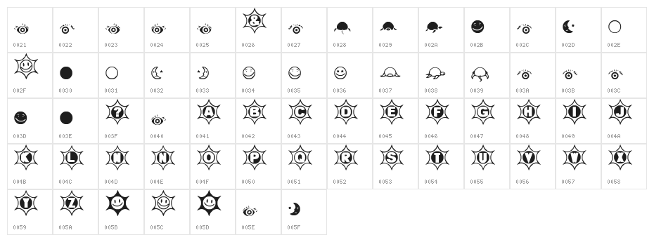 Mosuna Extras Character Map
