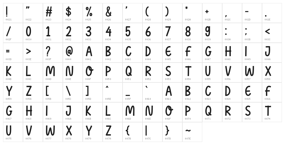 Mother Sunflower Sans Character Map