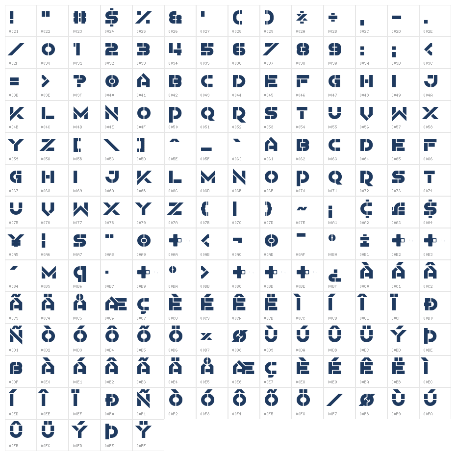 Mothercode Character Map