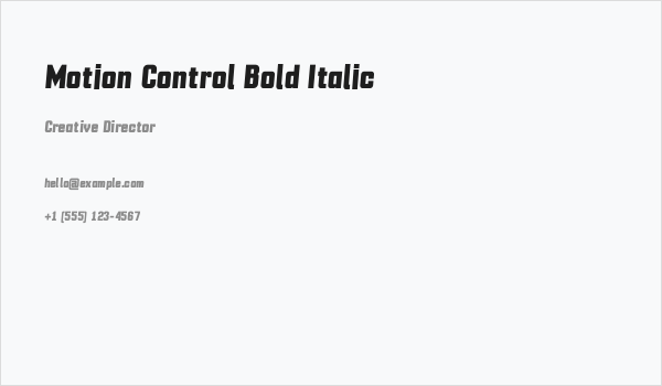Motion Control Bold Italic Business Card