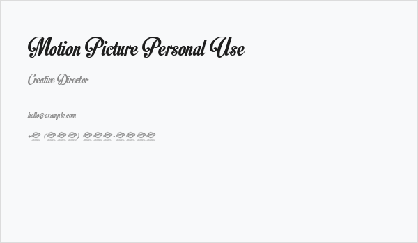 Motion Picture Personal Use Business Card