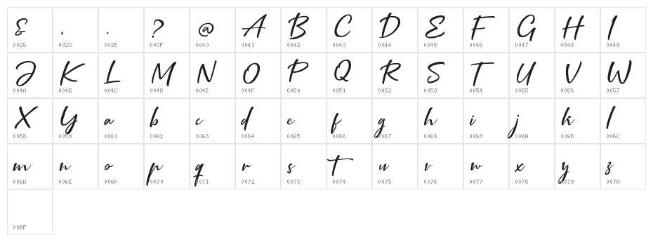 Mottingham Script Regular Character Map