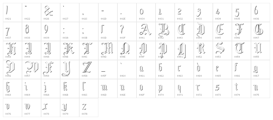 MottisfontNo4 Character Map