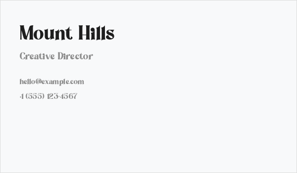 Mount Hills Business Card