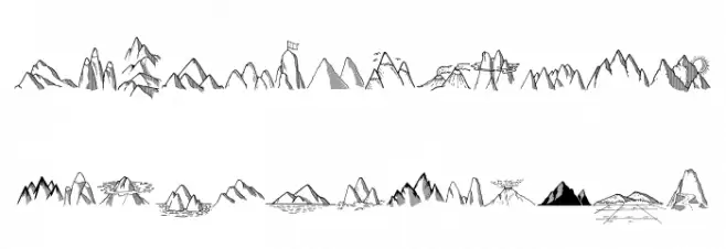Mountains Set Fonte MAIÚSCULAS