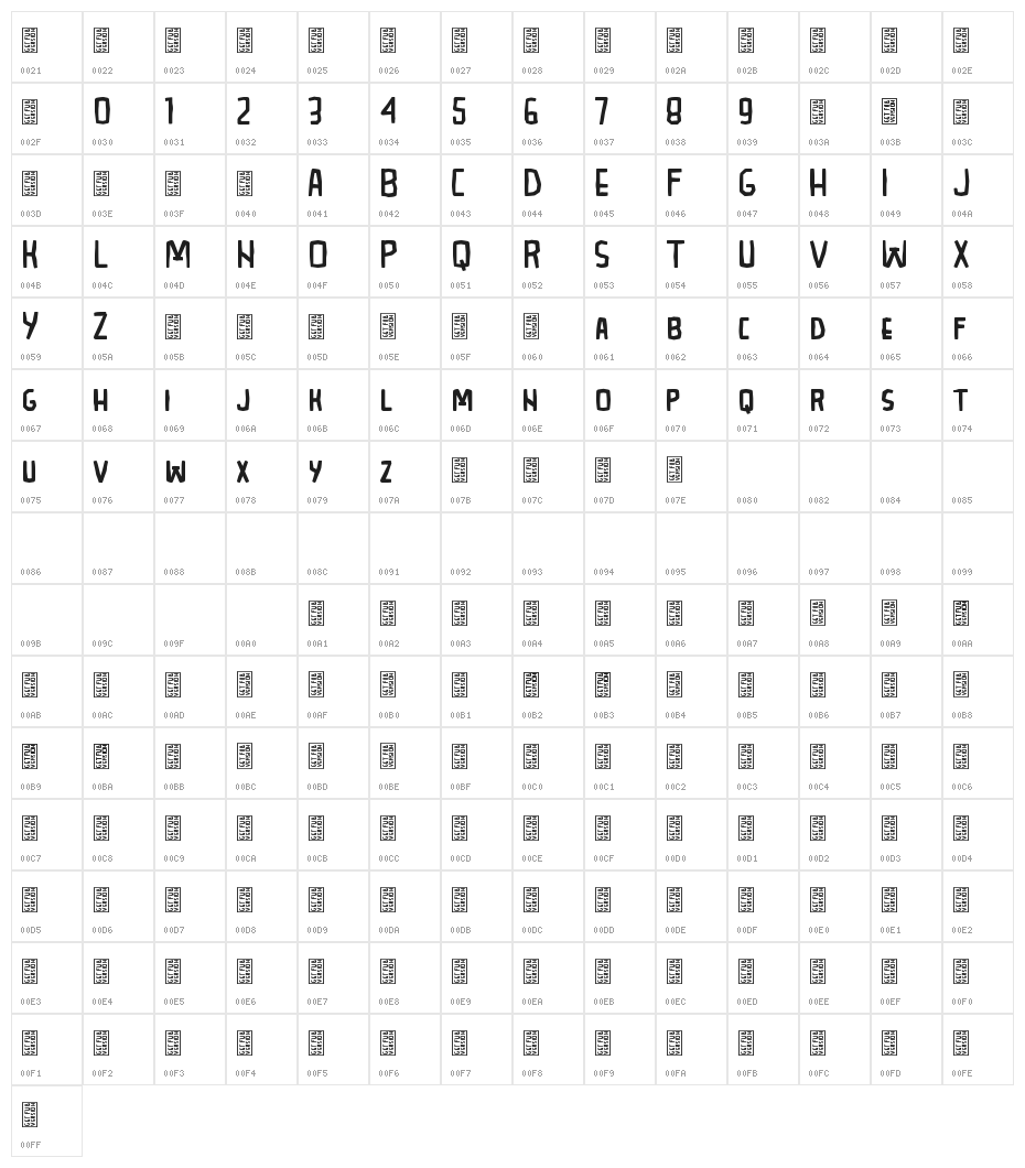 Mountrock DEMO Character Map