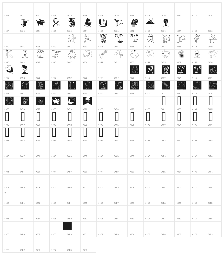 MouseBits Character Map