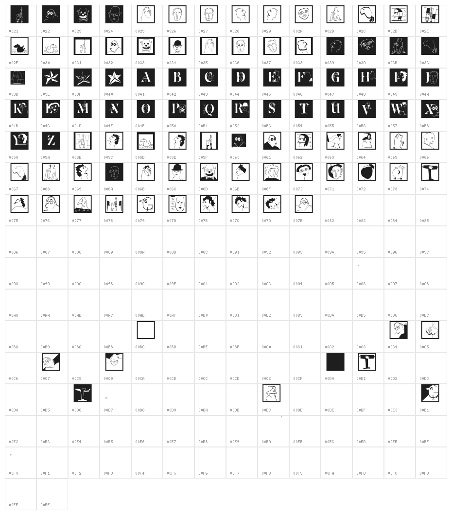 MouseScribblesKTwo Character Map