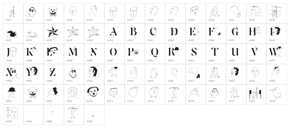 MouseScribbles Character Map