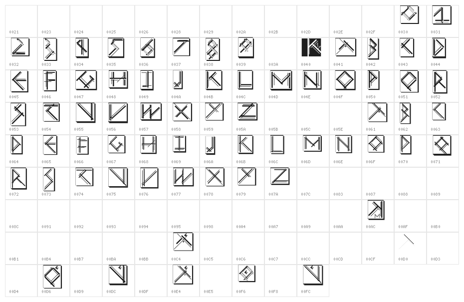 MouseStrokesInverseShadow Character Map