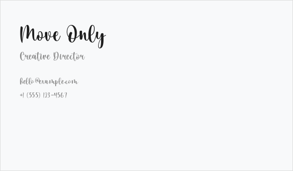 Move Only Business Card