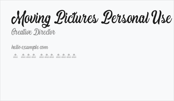 Moving Pictures Personal Use  Business Card