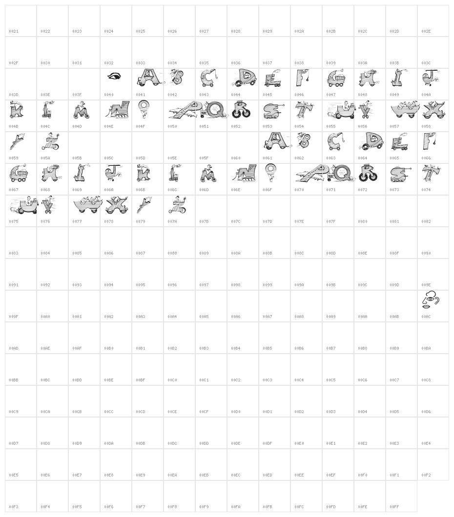 MovingLetters Character Map