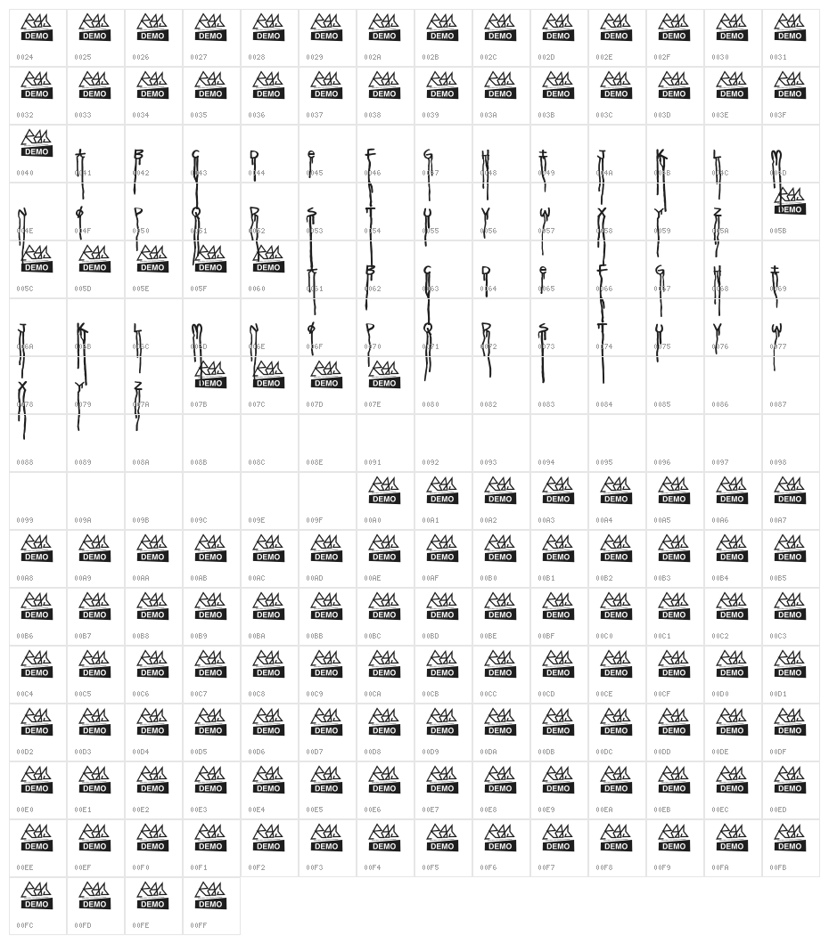 mOSkURegular Character Map