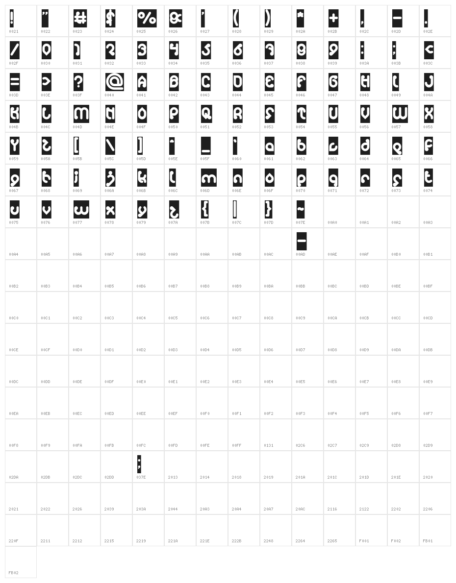monica-inverse Character Map