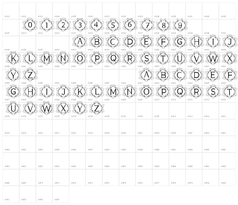 monogram sunflower Character Map