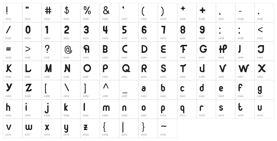 moonbeam Regular Character Map