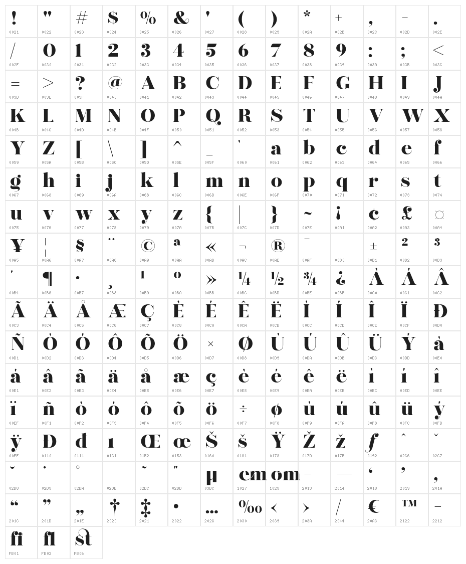 morgenlicht-Regular Character Map