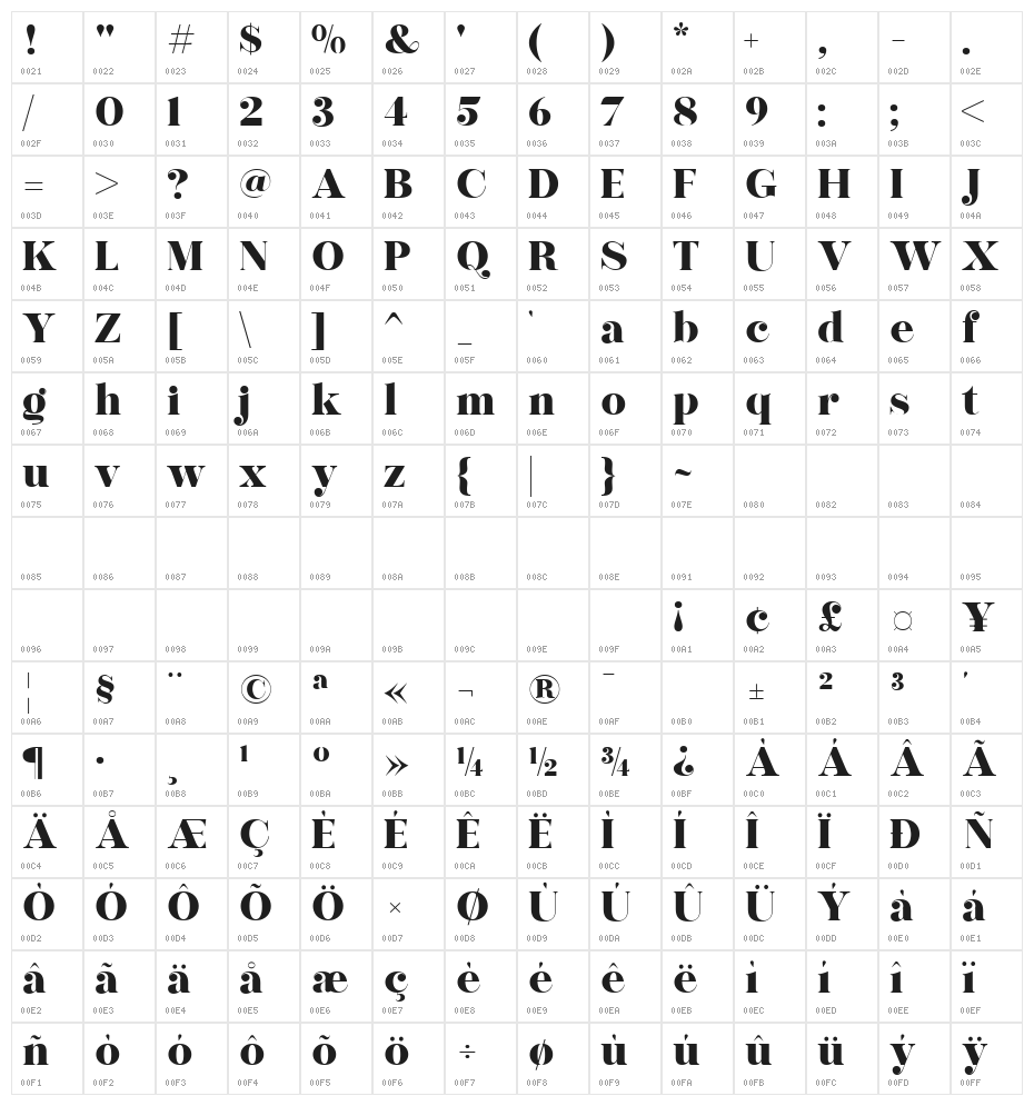 morgenlicht Regular Character Map