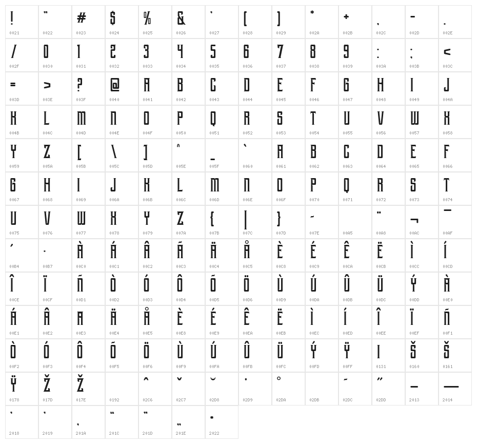 morise-Regular Character Map