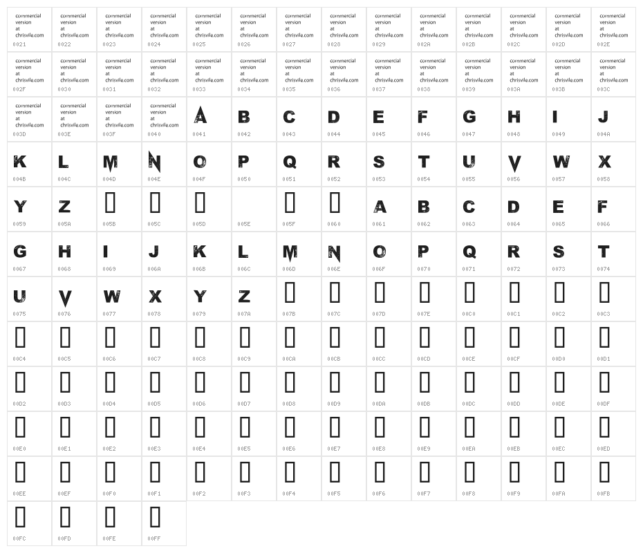MPonderosa Character Map