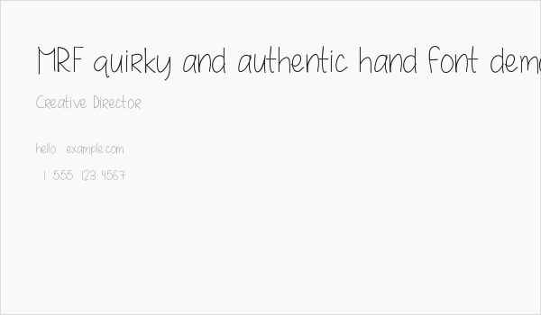 MRF quirky and authentic hand font demo Business Card