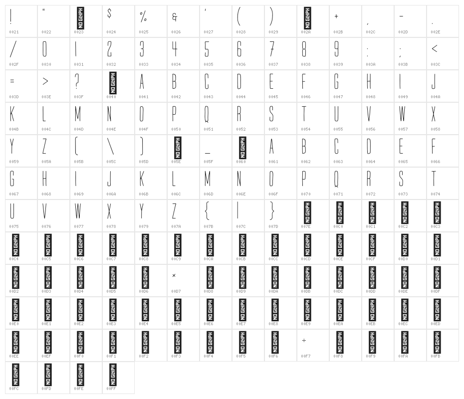 Mr. Quincy Regular Character Map