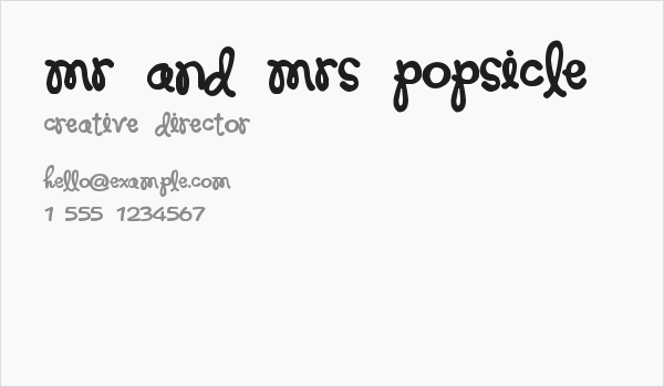 Mr and Mrs Popsicle Business Card