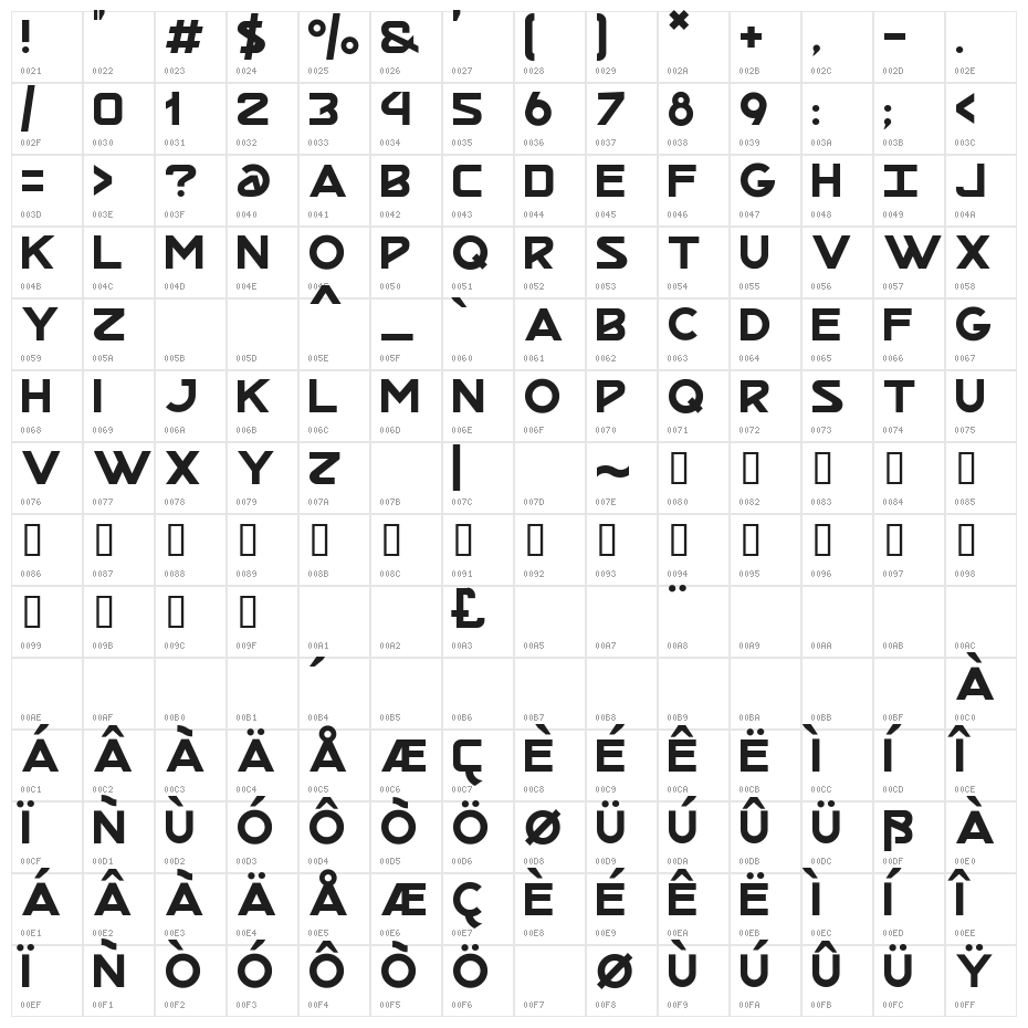 MrOtis Regular Character Map