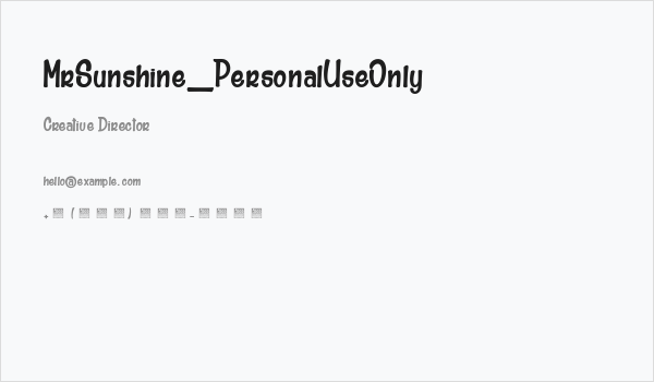 MrSunshine_PersonalUseOnly Business Card