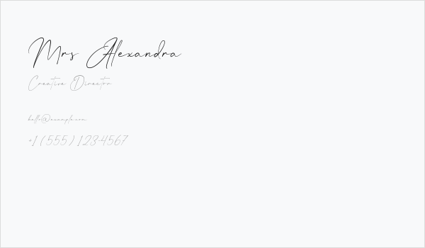 Mrs Alexandra Business Card