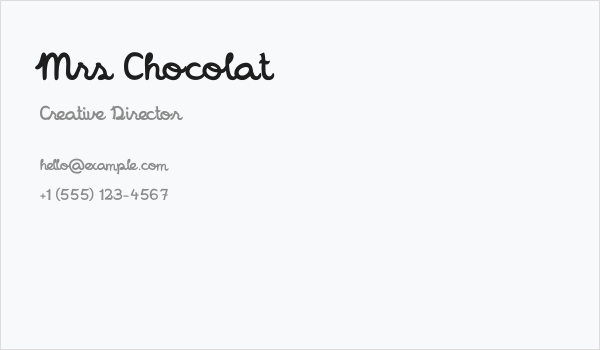 Mrs Chocolat Business Card