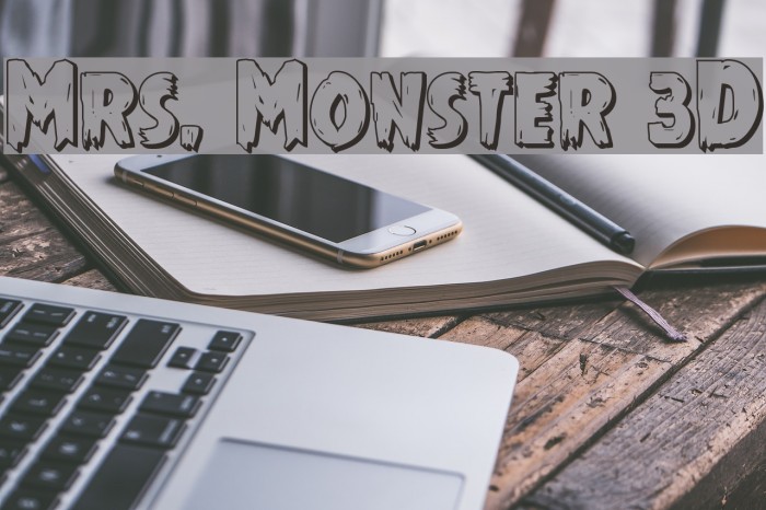 Mrs. Monster 3D Font examples
