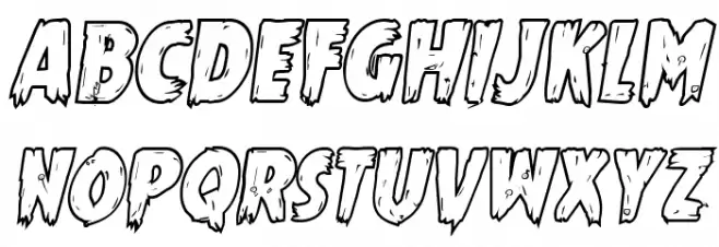 Mrs. Monster Bold Outline Italic Шрифта ВЕРХНИЙ