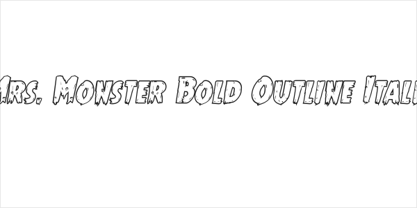 Mrs. Monster Bold Outline Italic Logo