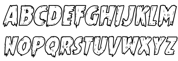 Mrs. Monster Bold Outline Italic Font LOWERCASE