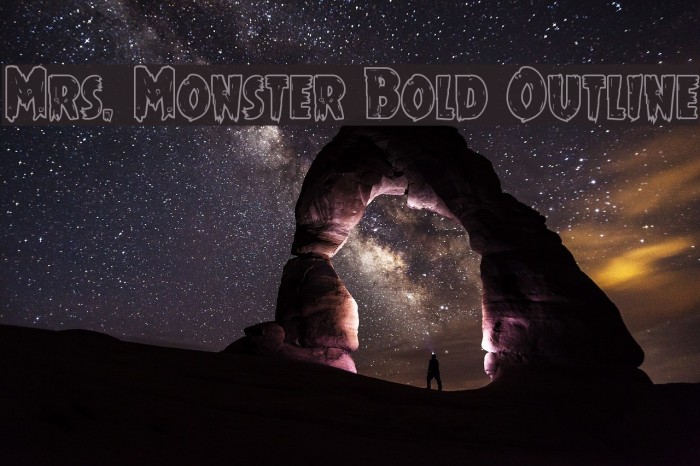 Mrs. Monster Bold Outline Font examples