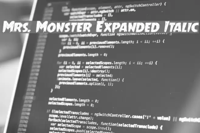 Mrs. Monster Expanded Italic Font examples