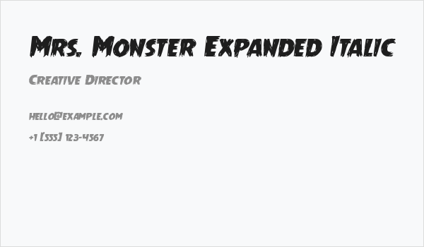 Mrs. Monster Expanded Italic Business Card