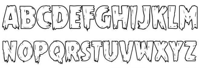Mrs. Monster Outline Schriftart Kleinbuchstaben